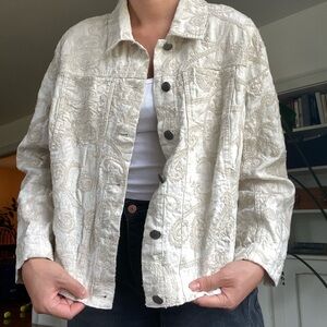 Carole Little Women’s Linen Jacket with Embroidered Paisley Print